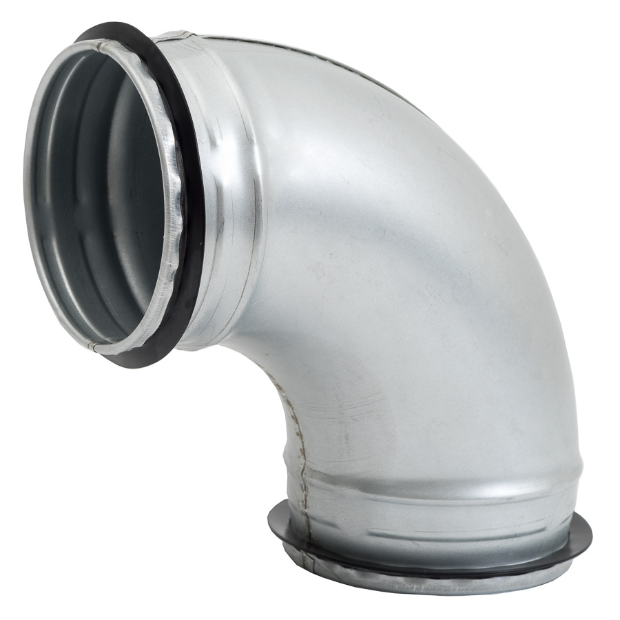 elbow metal, 90°- Ø100mm with rubber, extruded