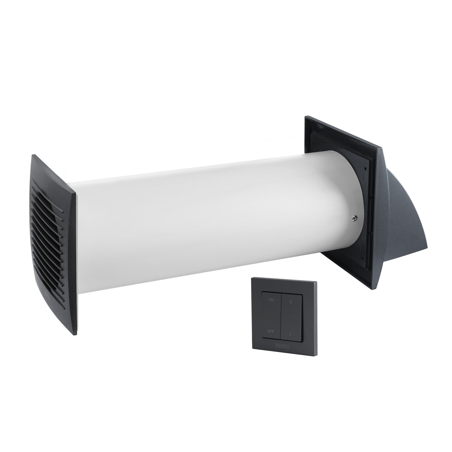 wall-mounted heat recovery unit E-EXTRA, Ø100mm with wall switch, anthracite